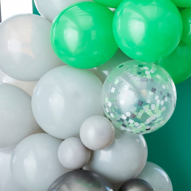 Game On - Black, Green and Grey Balloon Arch