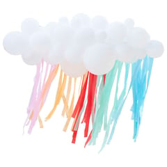 Bright Birthday - White Cloud Balloon Garland with Rainbow Streamers