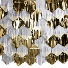 Decor - White and Gold Fringe Backdrop Background Decoration