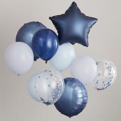 Navy Birthday - Blue Navy Confetti Balloon Bundle